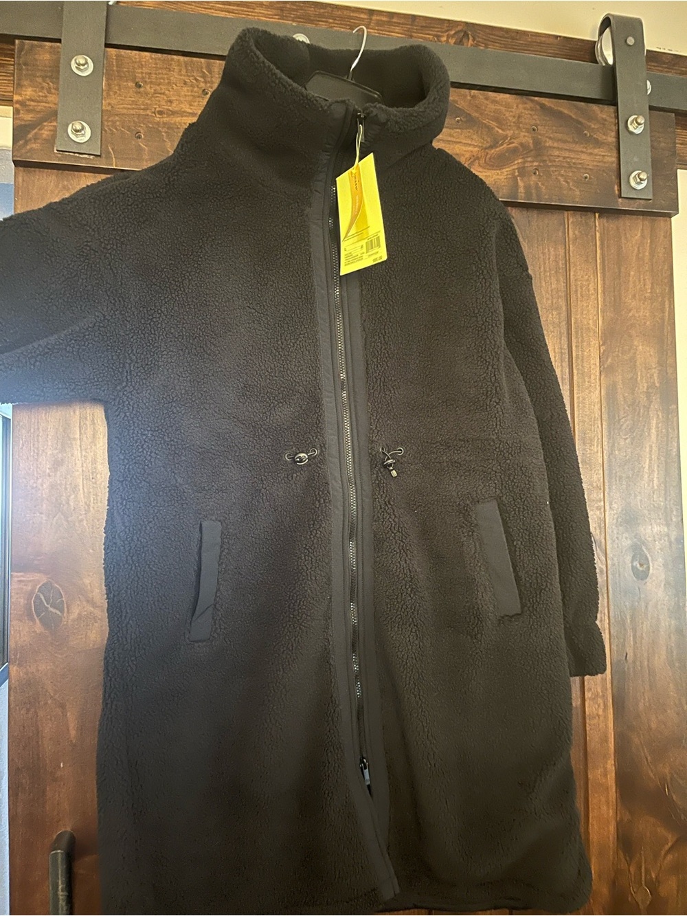all in motion Black Plush Full-Zip Sherpa Coat